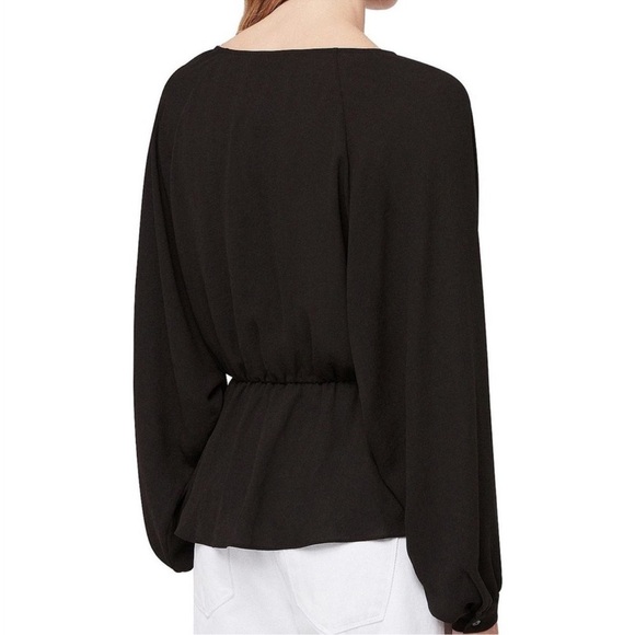 AllSaints Women’s Lasia Top Peplum Black Size S Draped Twist - Picture 7 of 10